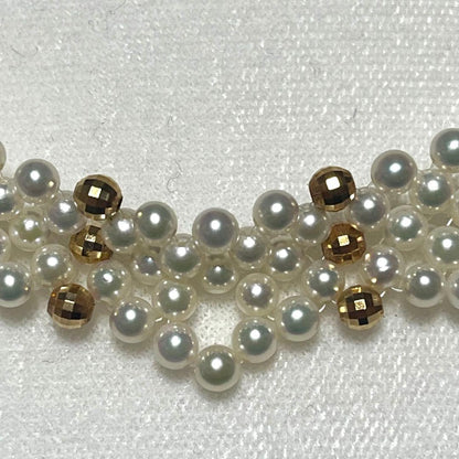K14 Akoya pearl necklace choker weighing 32.1g with 38.5cm length displayed on white background