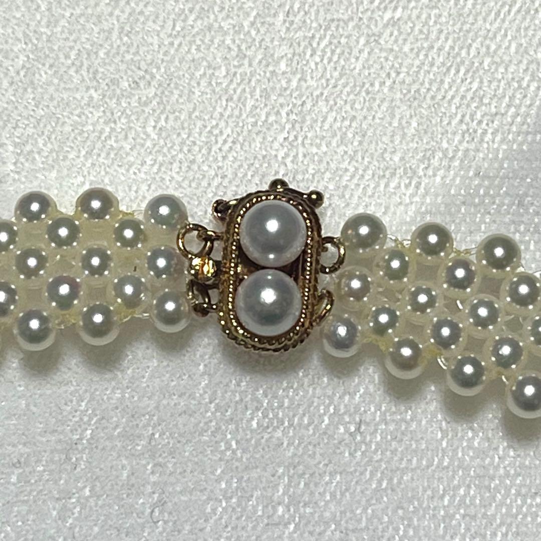 K14 Akoya pearl necklace choker weighing 32.1g with 38.5cm length displayed on white background