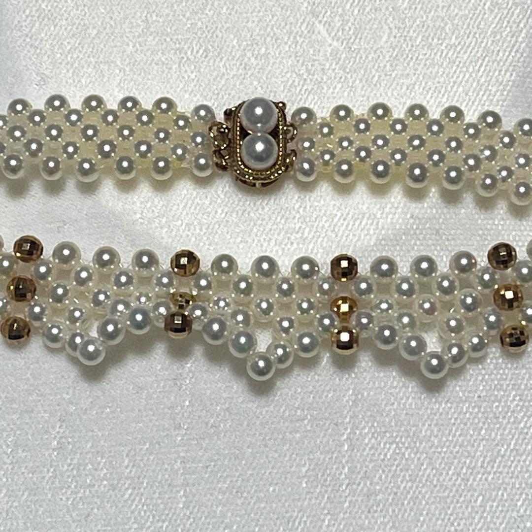 K14 Akoya pearl necklace choker weighing 32.1g with 38.5cm length displayed on white background