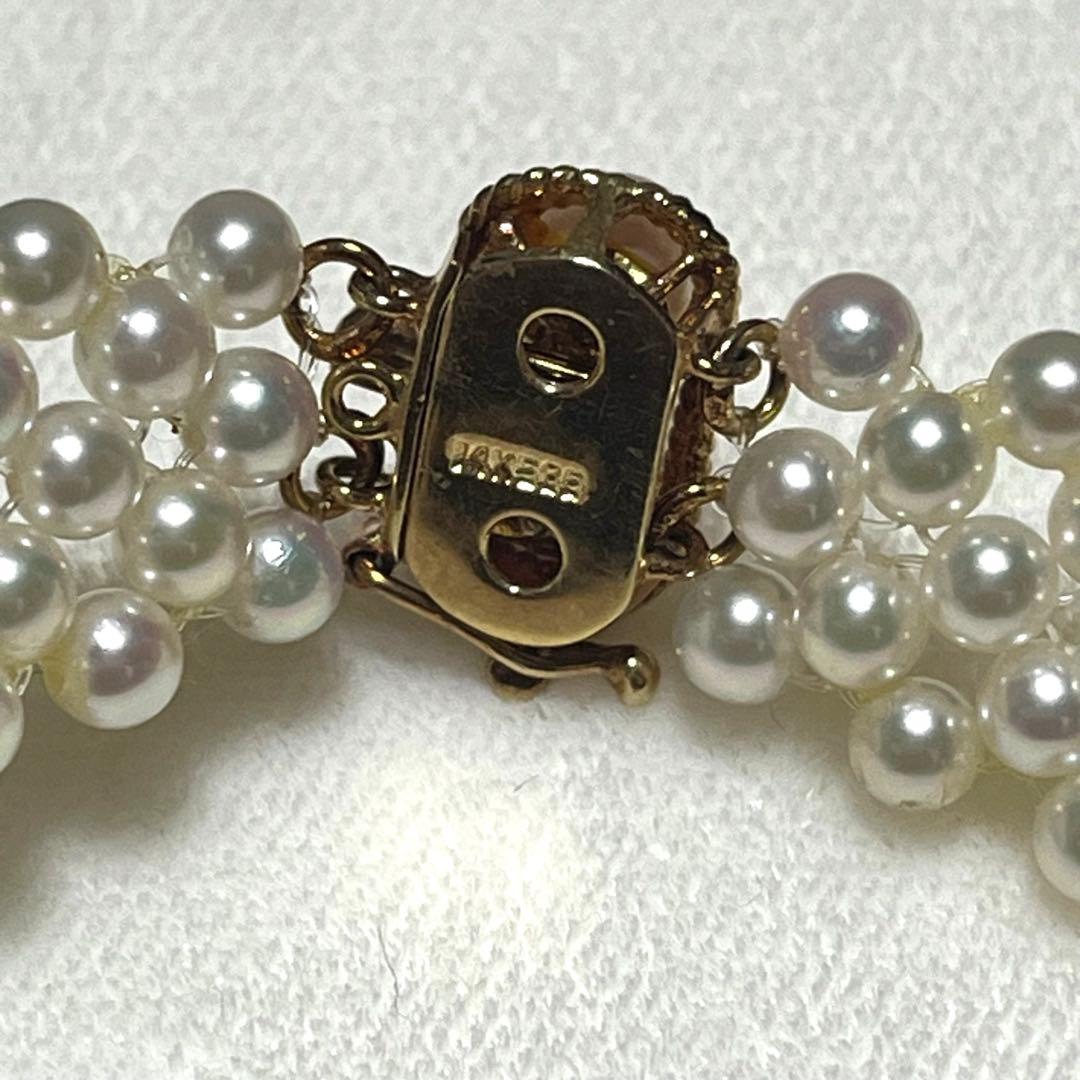K14 Akoya pearl necklace choker weighing 32.1g with 38.5cm length displayed on white background