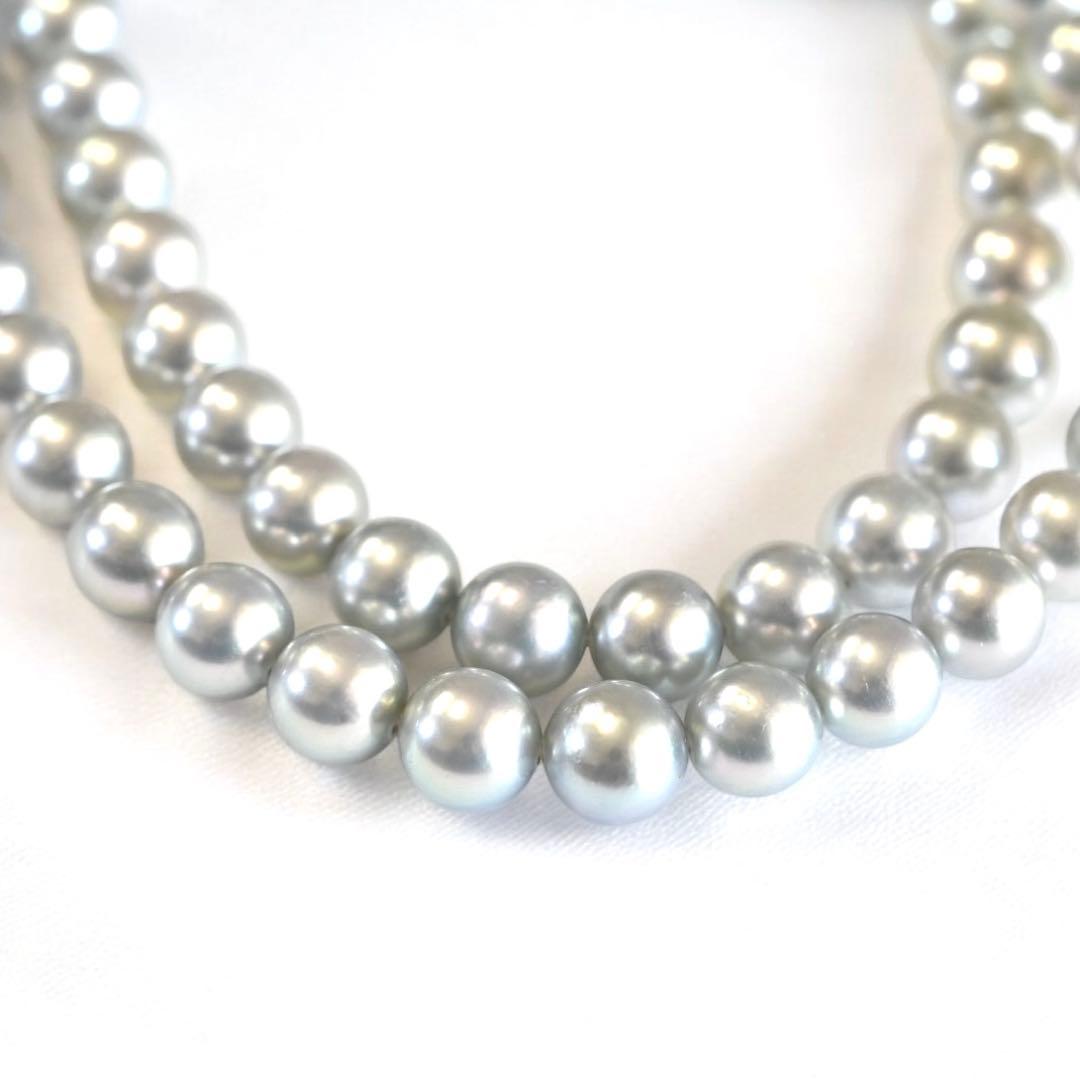Takashi Akoya pearl necklace with 7mm gray silver pearls on a 41cm strand