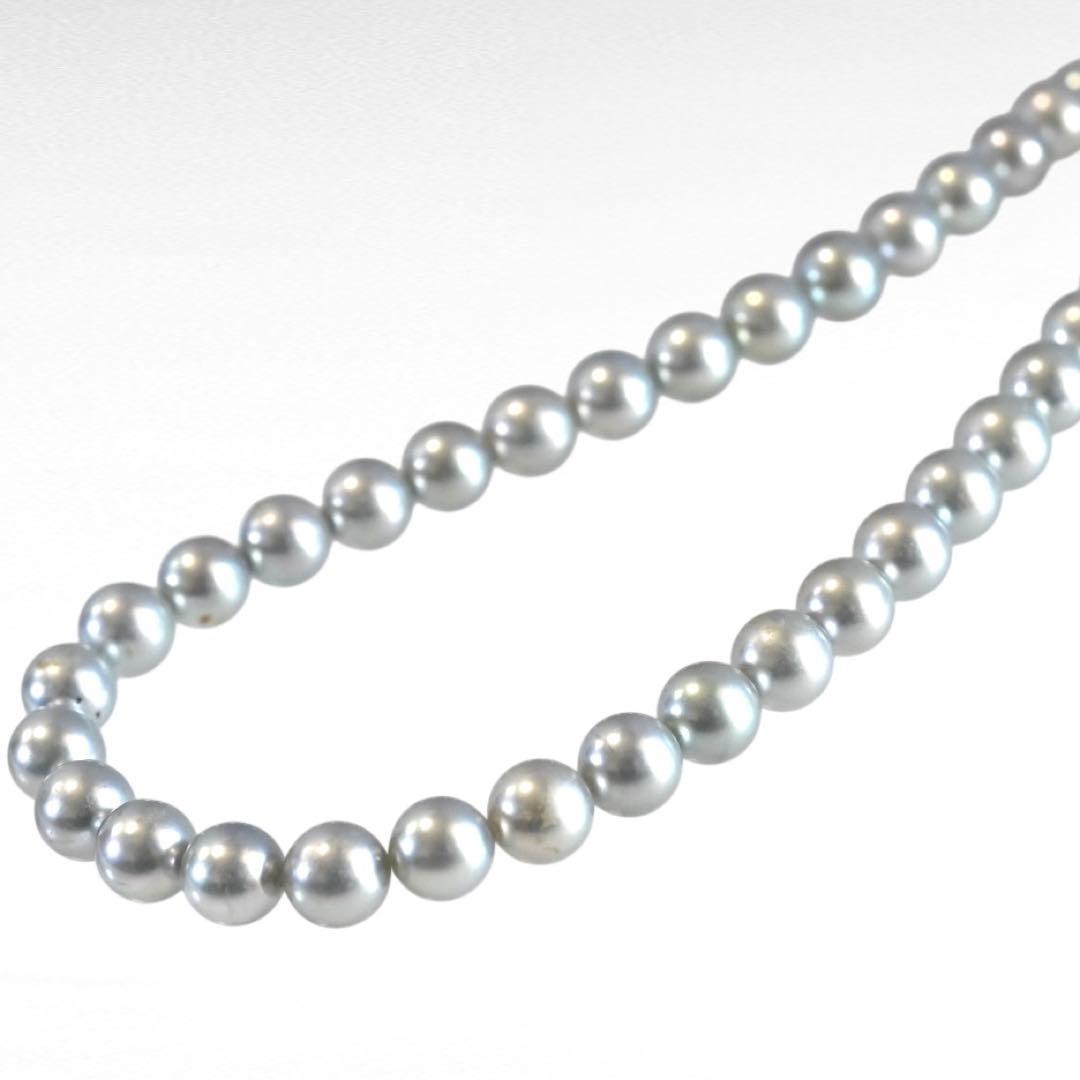 Takashi Akoya pearl necklace with 7mm gray silver pearls on a 41cm strand