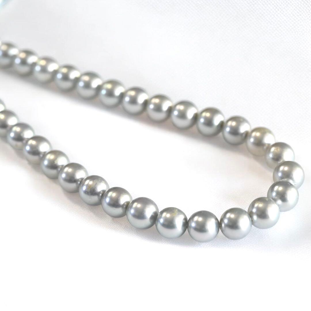 Takashi Akoya pearl necklace with 7mm gray silver pearls on a 41cm strand