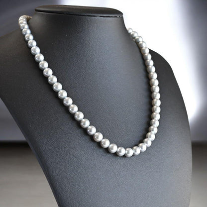 Takashi Akoya pearl necklace with 7mm gray silver pearls on a 41cm strand