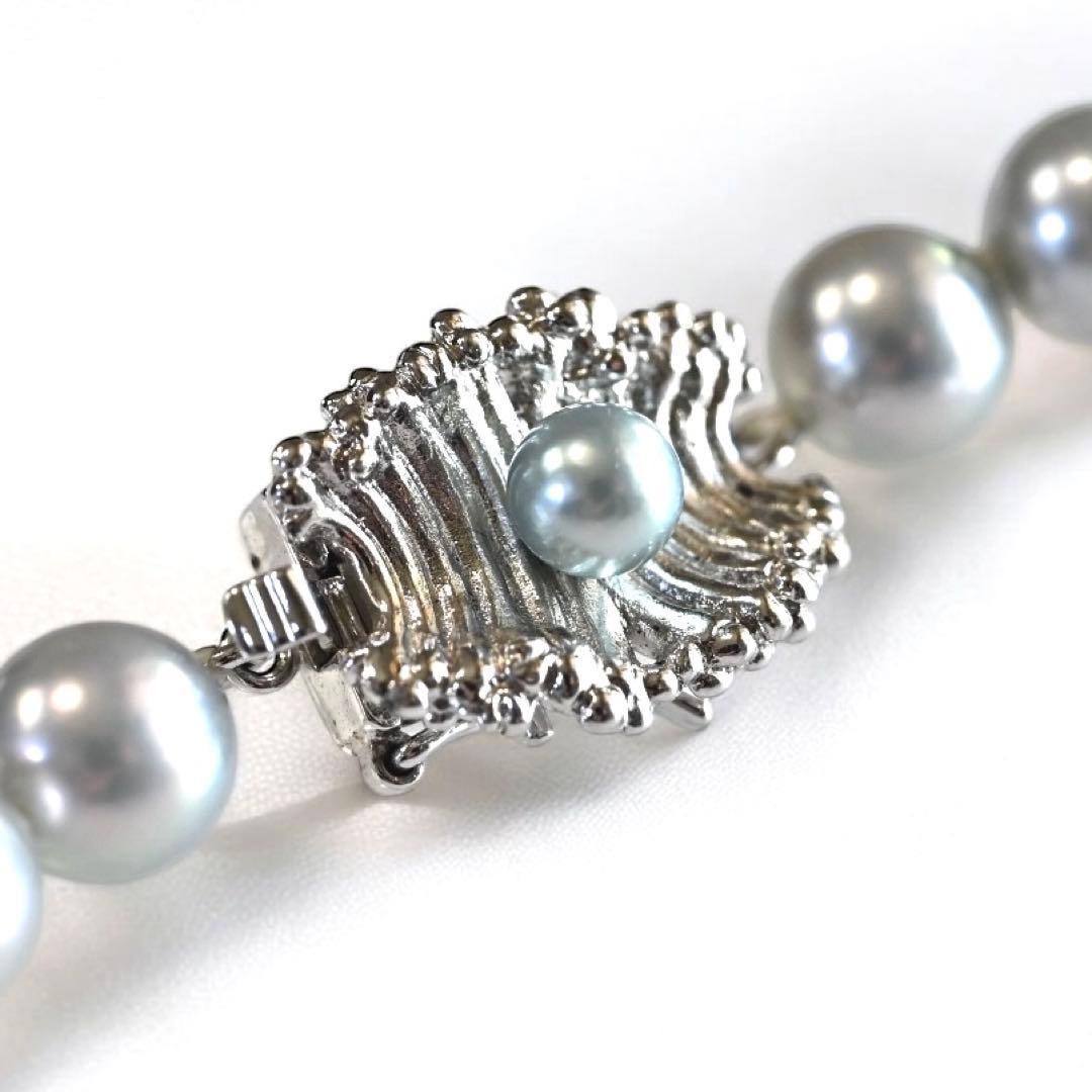 Takashi Akoya pearl necklace with 7mm gray silver pearls on a 41cm strand