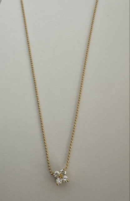 Tasaki diamond necklace 0.24ct with K18 yellow gold chain about 40cm adjustable