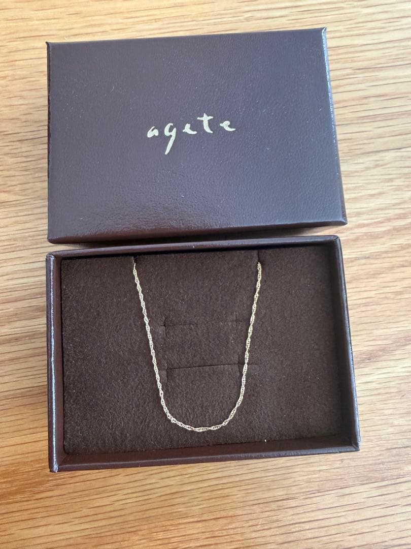 agete K18 gold tone necklace 50cm length simple chain with no decorations