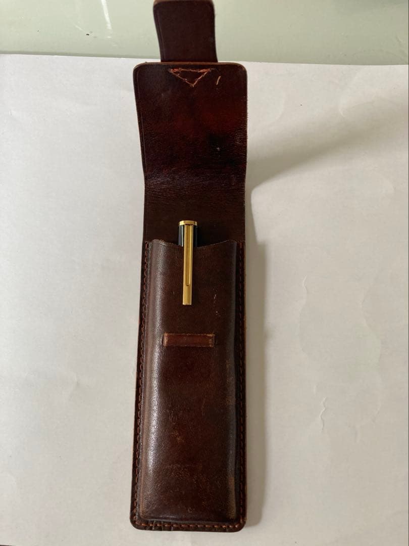 Pilot 14K-585EF black and gold fountain pen with 14K gold nib and black leather pen case