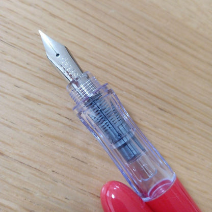 Pilot Penmanship Pen Fountain Pen EF Extra Fine nib in discontinued red color with case and ink