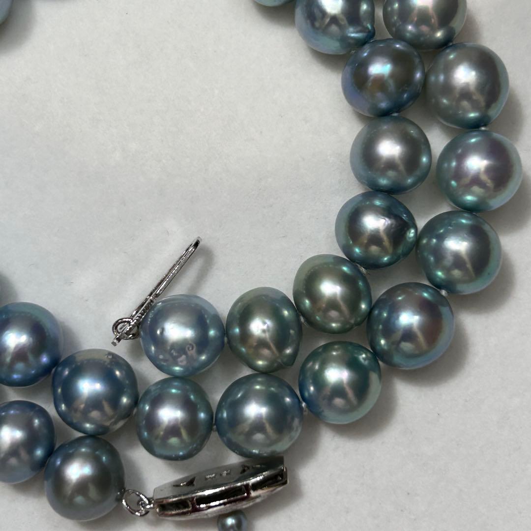 Tasaki Akoya pearl necklace with 9.7mm pearls, 46g weight, and 43cm sterling silver chain