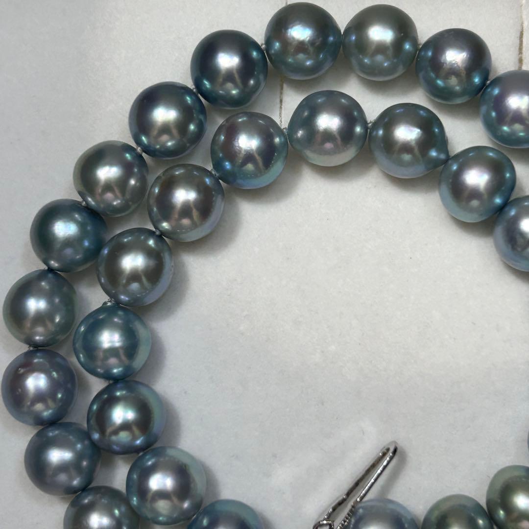 Tasaki Akoya pearl necklace with 9.7mm pearls, 46g weight, and 43cm sterling silver chain