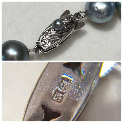 Tasaki Akoya pearl necklace with 9.7mm pearls, 46g weight, and 43cm sterling silver chain