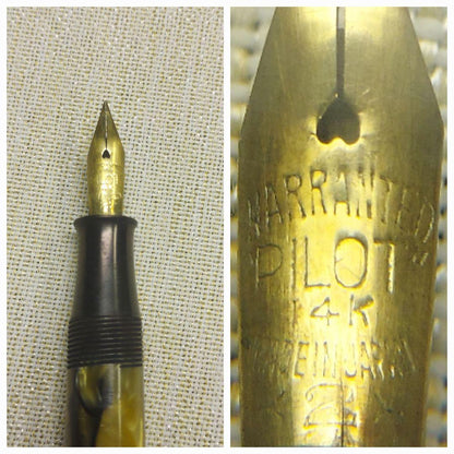 Vintage Pilot Marble 14K gold fountain pen nib with possible scratches and stains