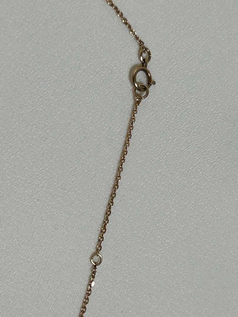 Agete K10 pink gold necklace with a single 0.05ct diamond pendant on a delicate chain