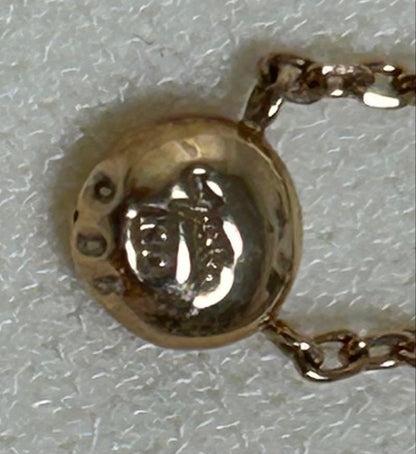 Agete K10 pink gold necklace with a single 0.05ct diamond pendant on a delicate chain