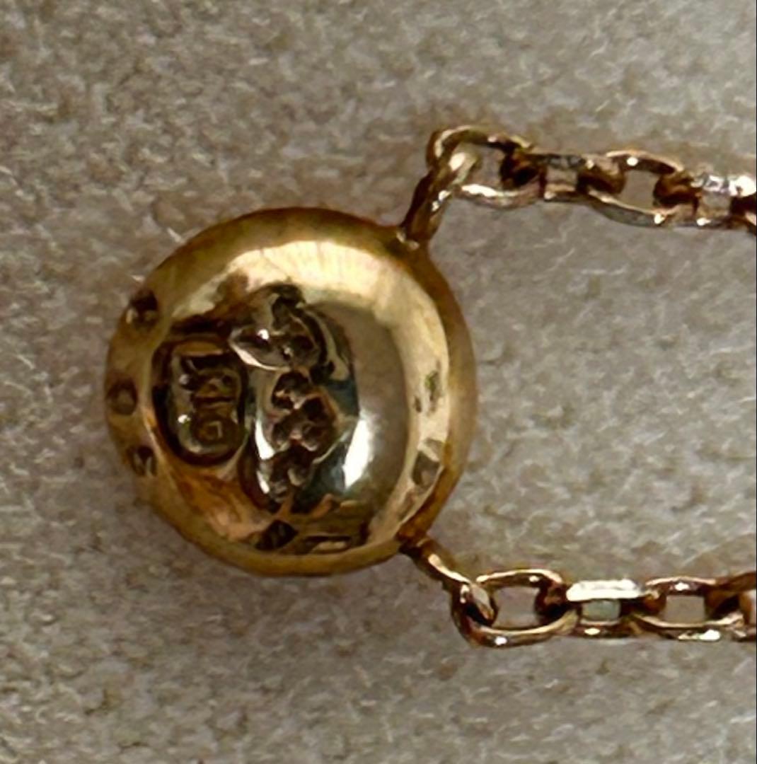 Agete K10 pink gold necklace with a single 0.05ct diamond pendant on a delicate chain