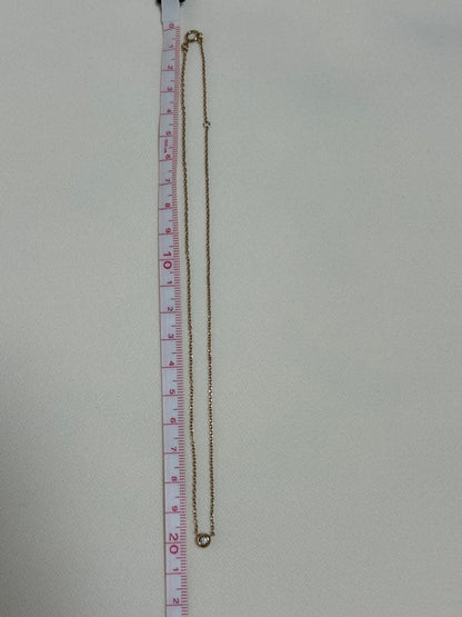 Agete K10 pink gold necklace with a single 0.05ct diamond pendant on a delicate chain