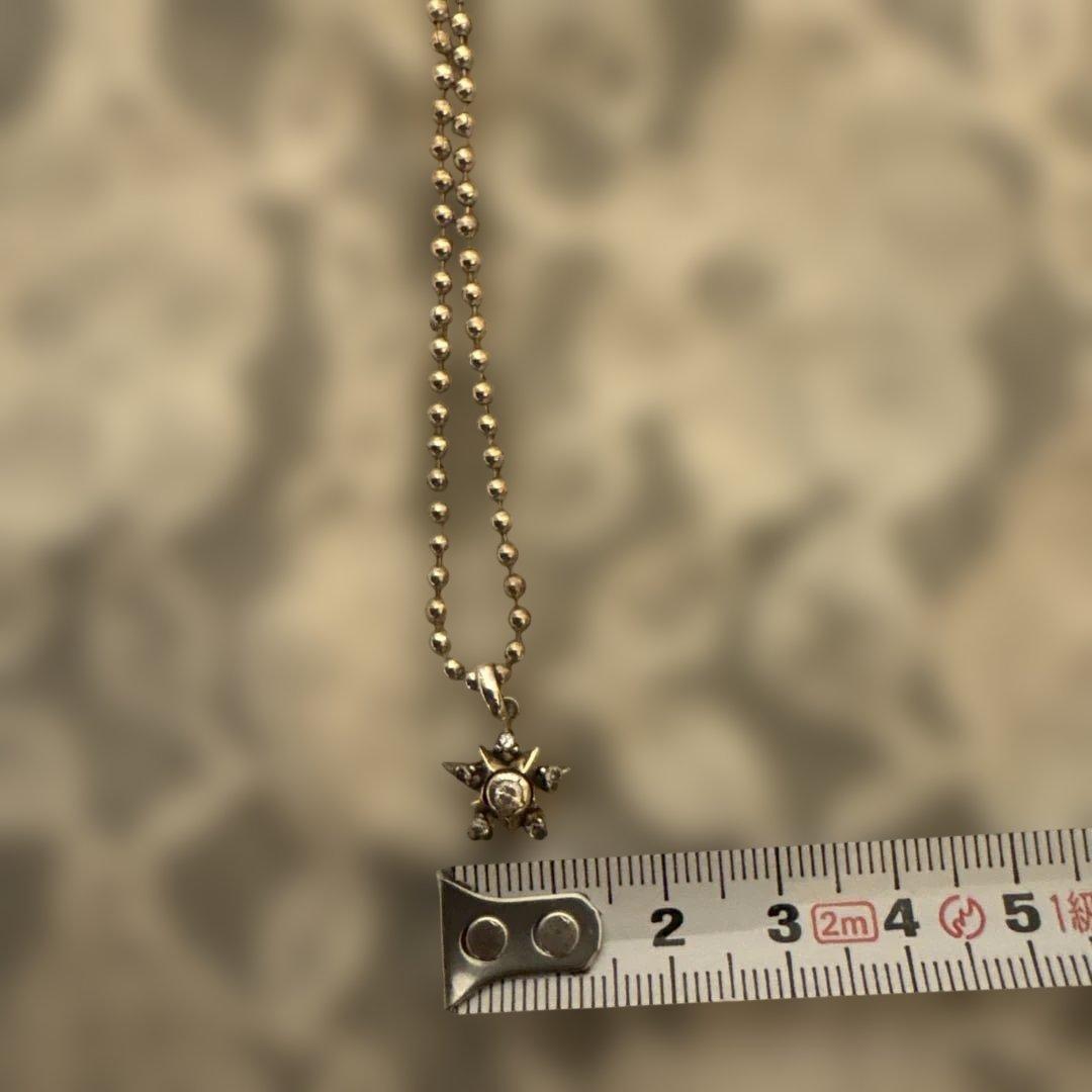 agete K10 diamond necklace with 0.22 carat diamonds on a sterling silver ball chain