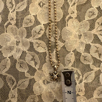 agete K10 diamond necklace with 0.22 carat diamonds on a sterling silver ball chain