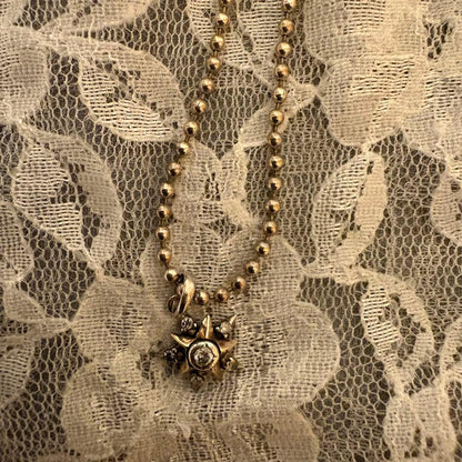 agete K10 diamond necklace with 0.22 carat diamonds on a sterling silver ball chain