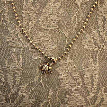agete K10 diamond necklace with 0.22 carat diamonds on a sterling silver ball chain