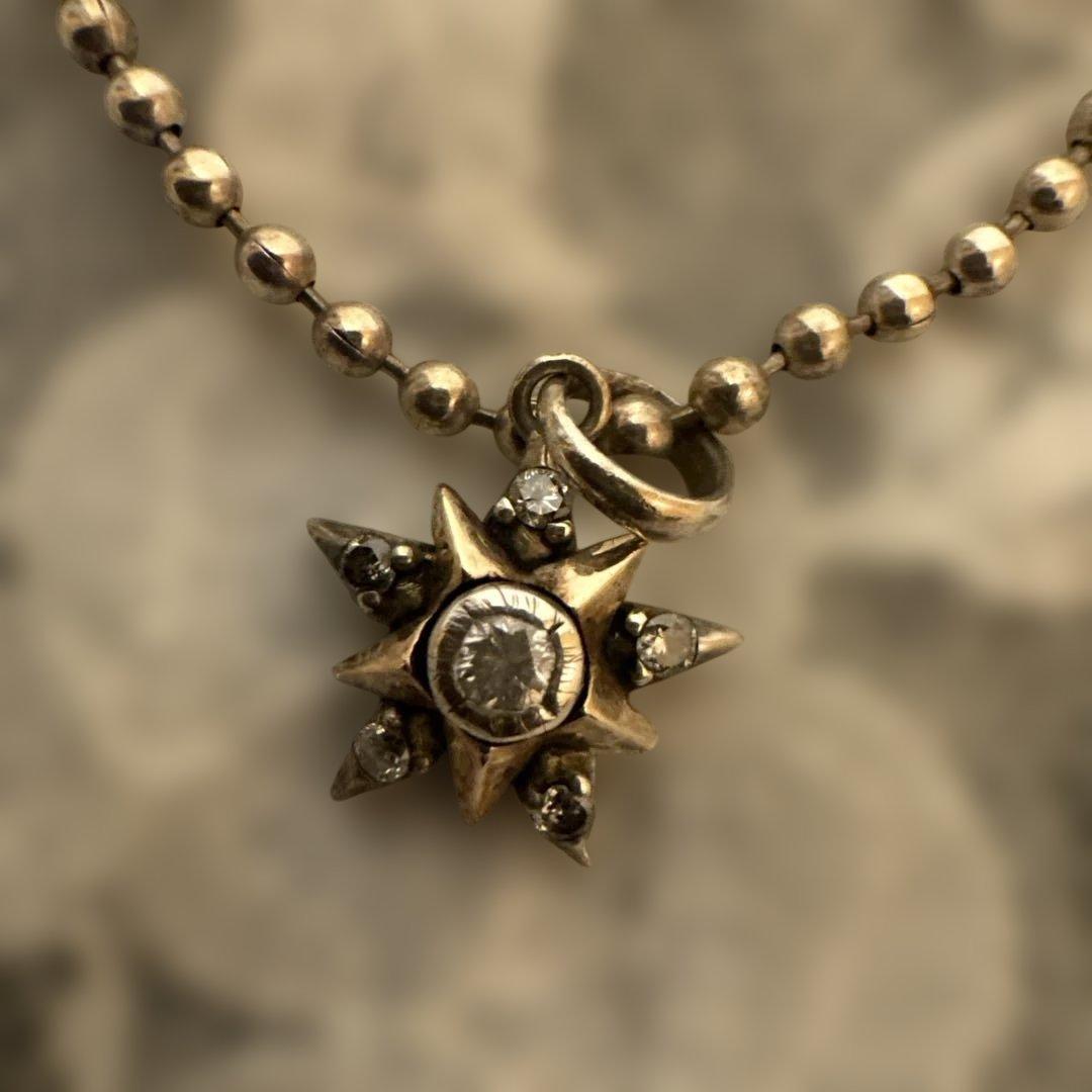 agete K10 diamond necklace with 0.22 carat diamonds on a sterling silver ball chain