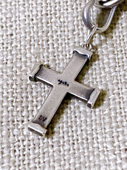 Agete Silver 925 bracelet featuring a cross motif and a pendant top on a white background
