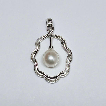 Mikimoto Pearl Pendant Top with 7.1 x 7.5 mm pearl set in silver, displayed on white background