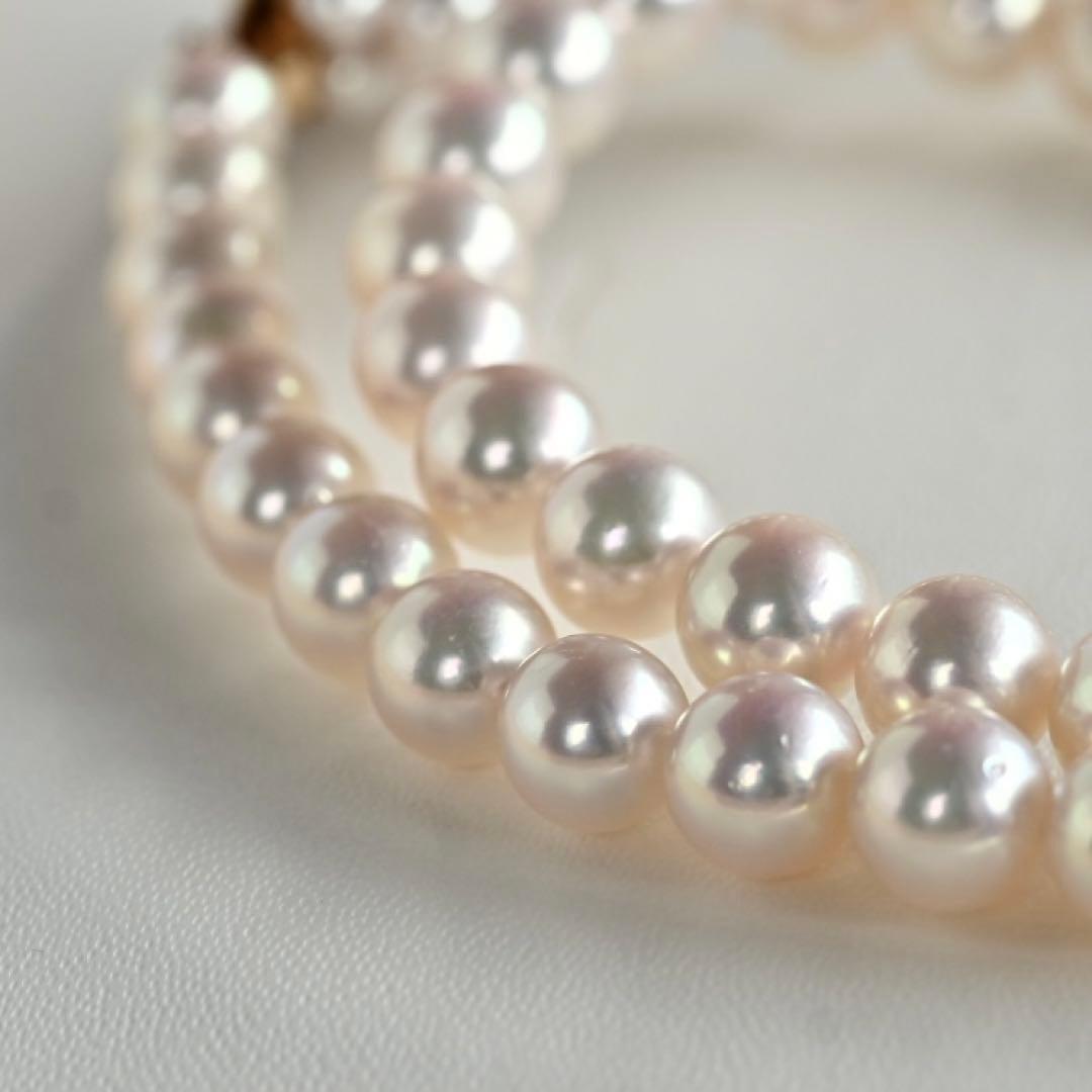 Highest Grade Flower Pearl Tasaki K18 Akoya Pearl Necklace with 7.5mm round pink white pearls and 41.5cm chain length