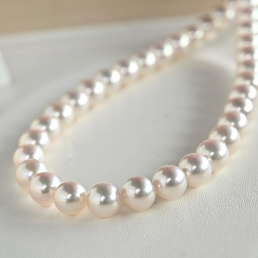 Highest Grade Flower Pearl Tasaki K18 Akoya Pearl Necklace with 7.5mm round pink white pearls and 41.5cm chain length