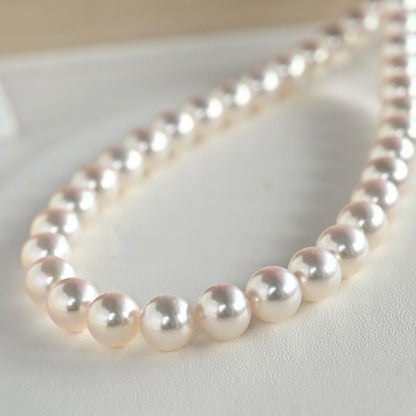 Highest Grade Flower Pearl Tasaki K18 Akoya Pearl Necklace with 7.5mm round pink white pearls and 41.5cm chain length