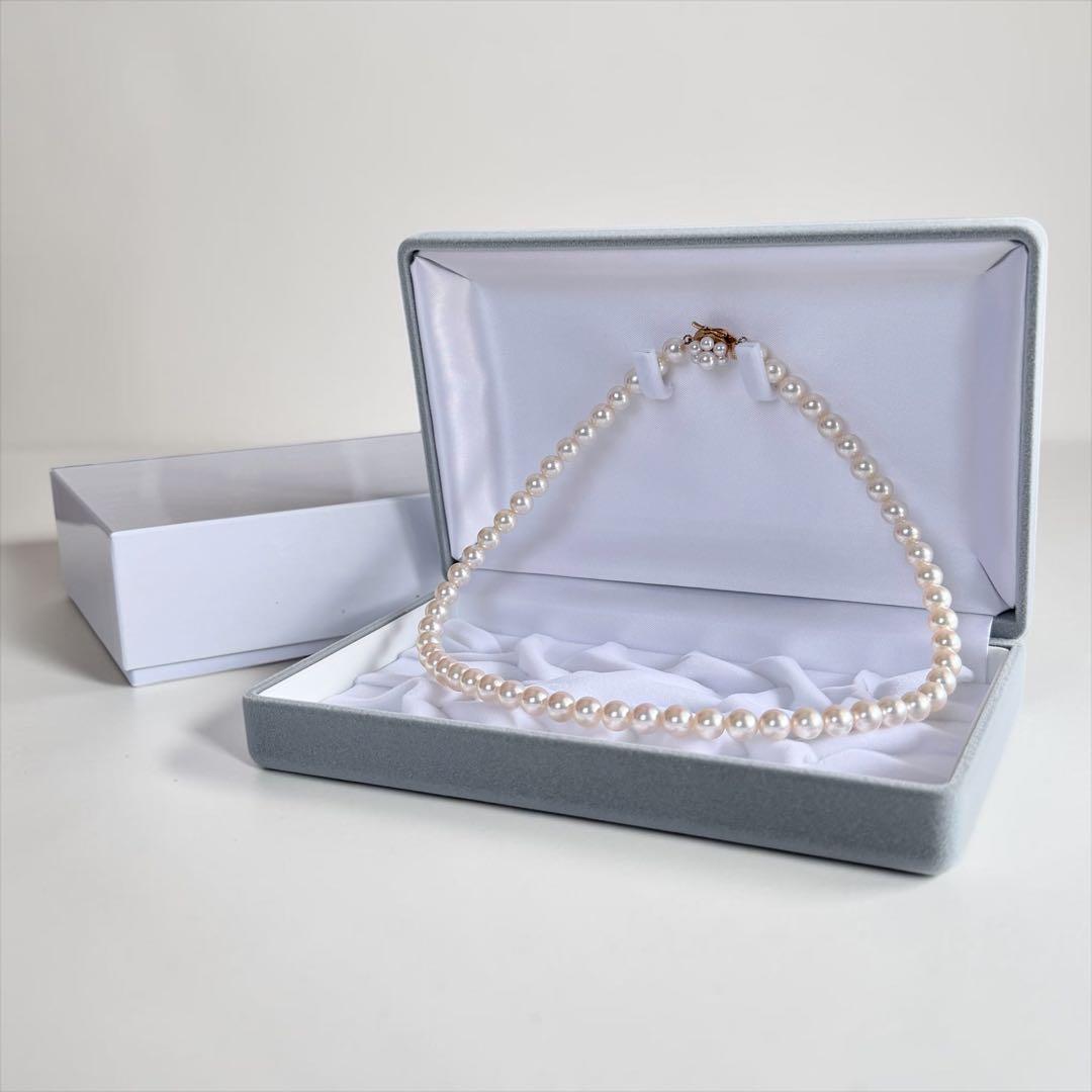 Highest Grade Flower Pearl Tasaki K18 Akoya Pearl Necklace with 7.5mm round pink white pearls and 41.5cm chain length