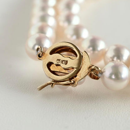 Highest Grade Flower Pearl Tasaki K18 Akoya Pearl Necklace with 7.5mm round pink white pearls and 41.5cm chain length