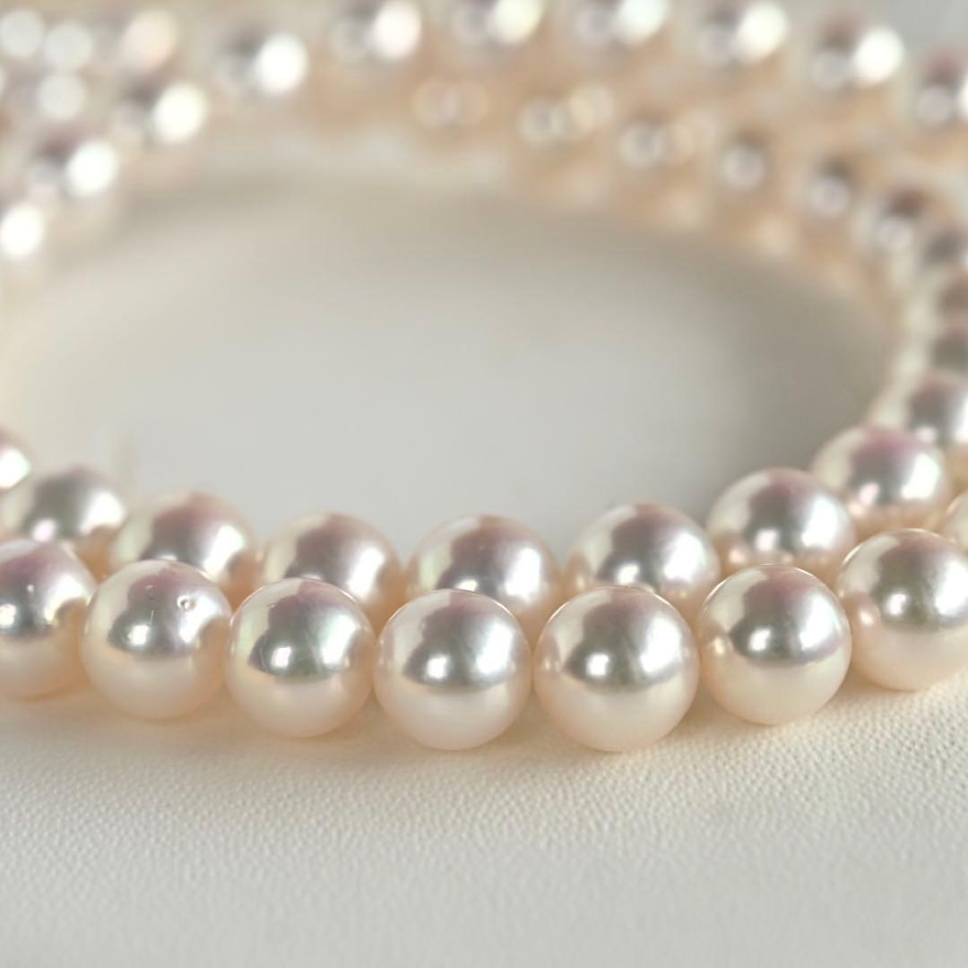 Highest Grade Flower Pearl Tasaki K18 Akoya Pearl Necklace with 7.5mm round pink white pearls and 41.5cm chain length