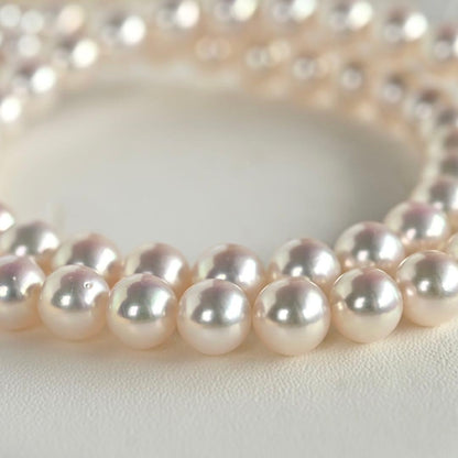 Highest Grade Flower Pearl Tasaki K18 Akoya Pearl Necklace with 7.5mm round pink white pearls and 41.5cm chain length
