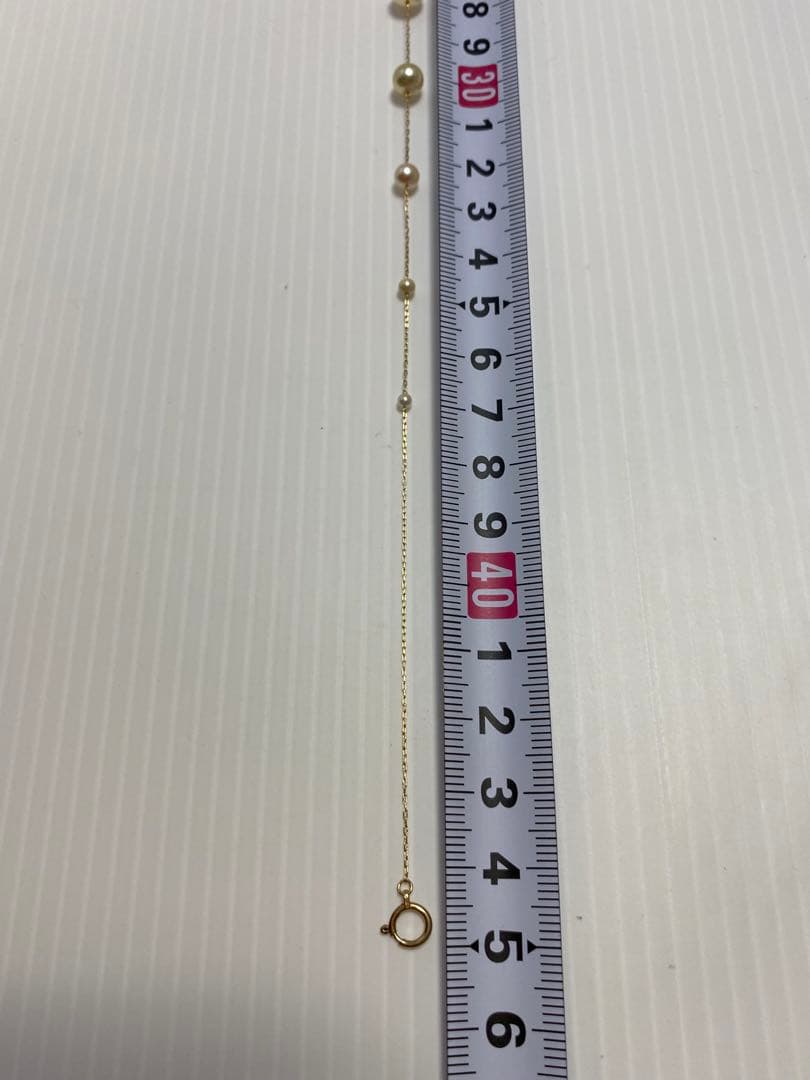 Fresh Perlagione Akoya pearl necklace in 14K yellow gold with champagne tone pearls of various sizes on a 45cm chain