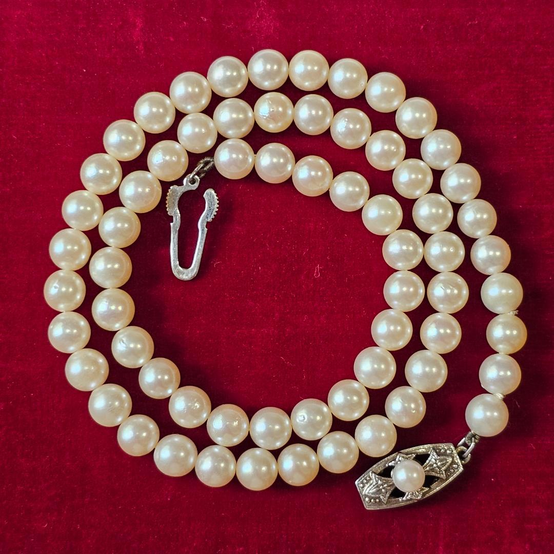 Mikimoto pearl necklace with 5.5mm pearls on 40cm SV925 sterling silver chain