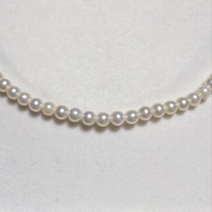 Mikimoto Akoya Pearl Necklace featuring 4.0mm baby pearls with strong luster and a 38 cm clasp length