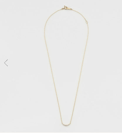 Agete K10 yellow gold diamond necklace with 40cm chain and 0.3 x 1 cm pendant featuring a small center diamond