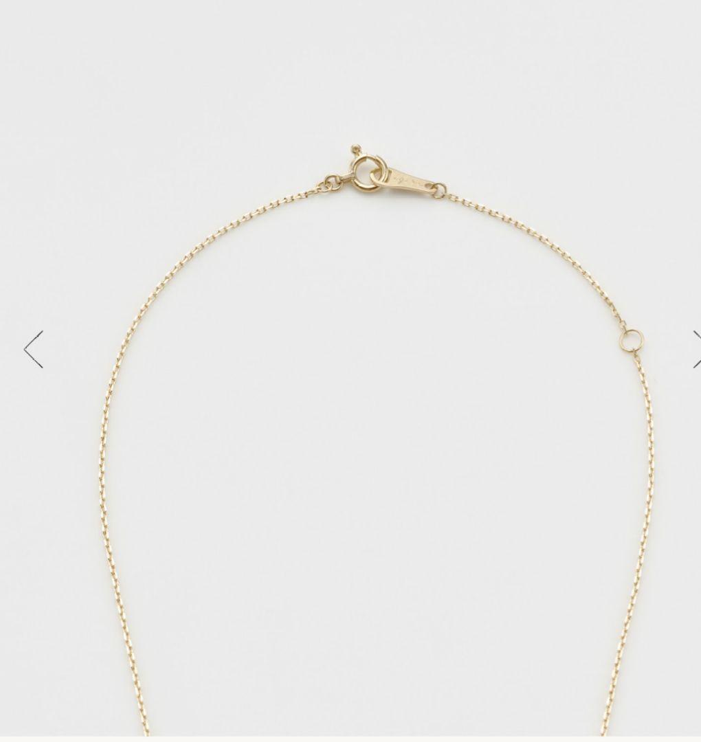 Agete K10 yellow gold diamond necklace with 40cm chain and 0.3 x 1 cm pendant featuring a small center diamond
