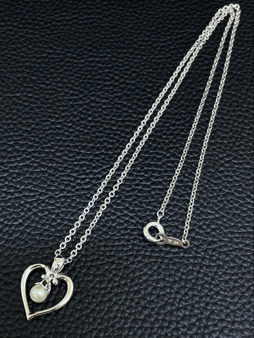 MIKIMOTO Silver925 necklace with heart-shaped pearl pendant on a 40 cm chain