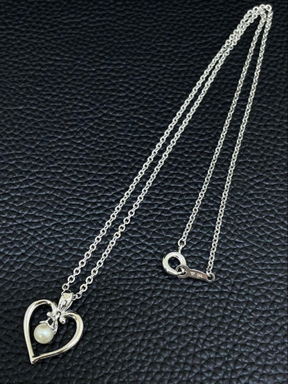 MIKIMOTO Silver925 necklace with heart-shaped pearl pendant on a 40 cm chain