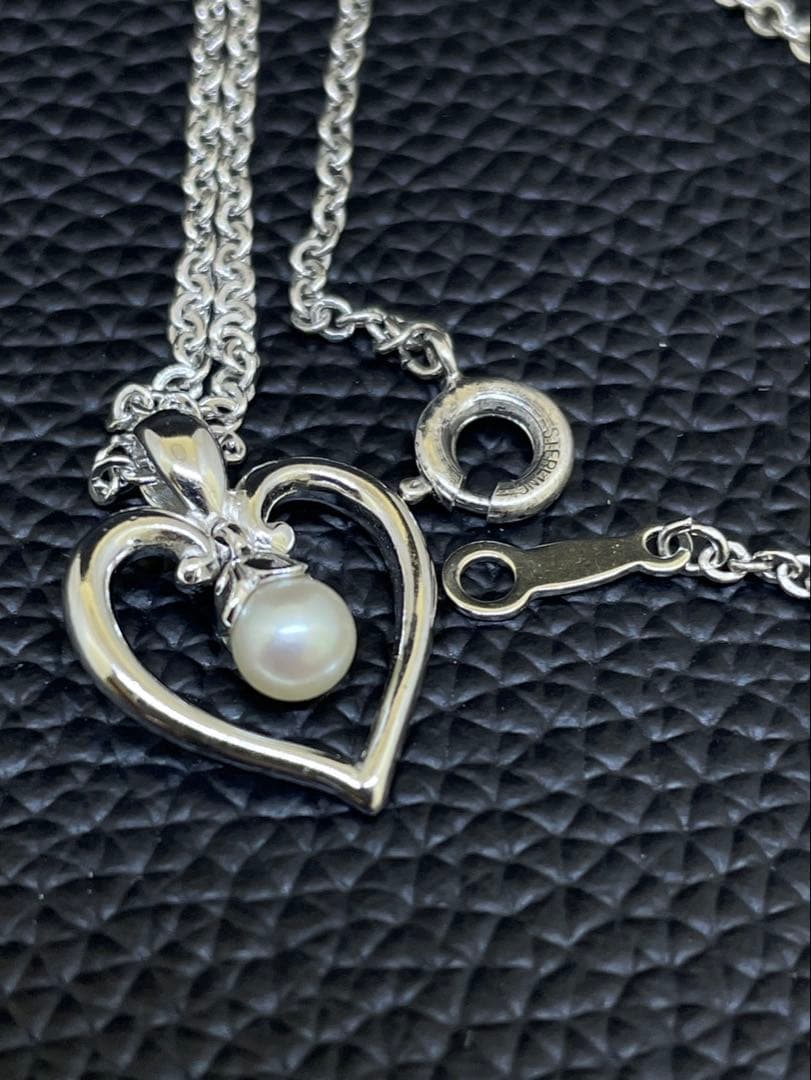 MIKIMOTO Silver925 necklace with heart-shaped pearl pendant on a 40 cm chain