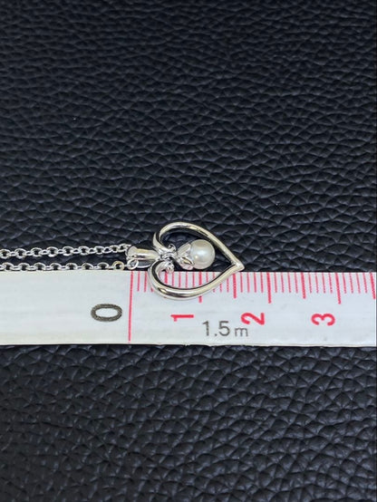 MIKIMOTO Silver925 necklace with heart-shaped pearl pendant on a 40 cm chain