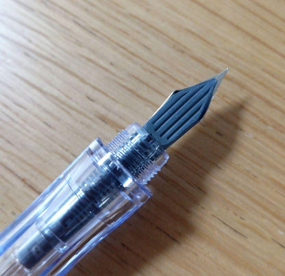 Pilot Penmanship clear fountain pen with extra fine nib, includes case and ink, new and unused