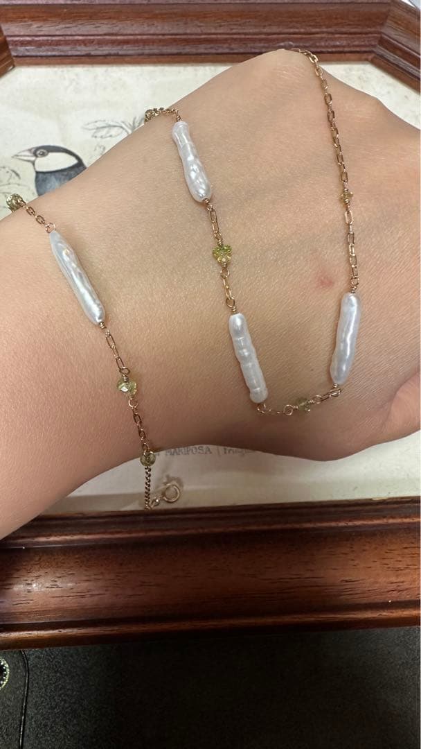 agete K10 authentic pearl bracelet with 10 karat gold chain and white pearls 17 cm length