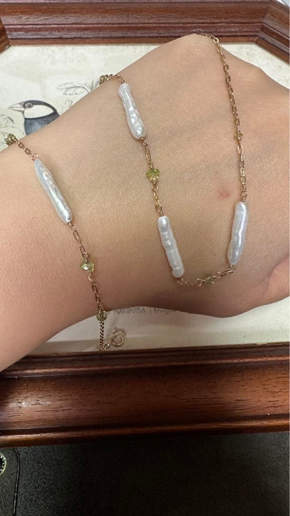 agete K10 authentic pearl bracelet with 10 karat gold chain and white pearls 17 cm length