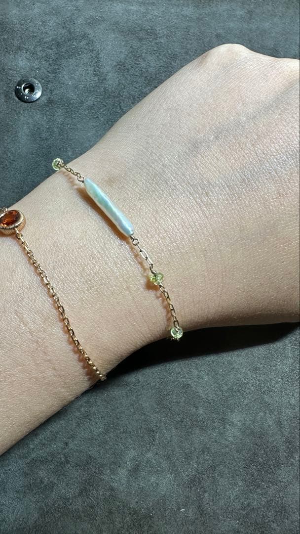 agete K10 authentic pearl bracelet with 10 karat gold chain and white pearls 17 cm length