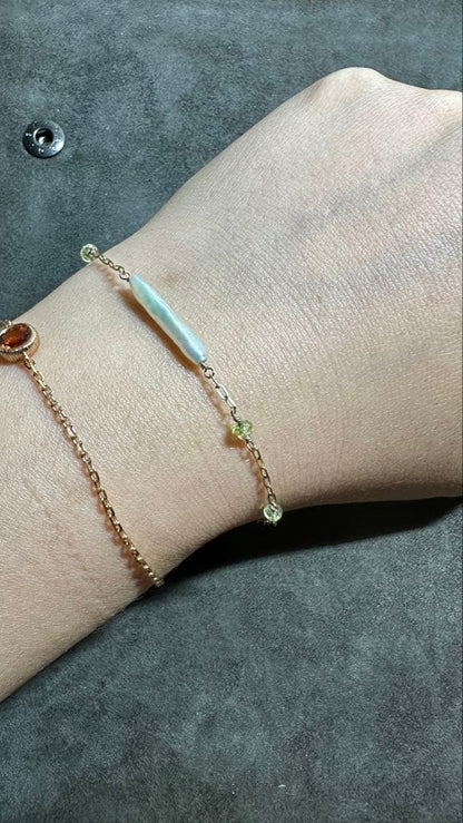 agete K10 authentic pearl bracelet with 10 karat gold chain and white pearls 17 cm length