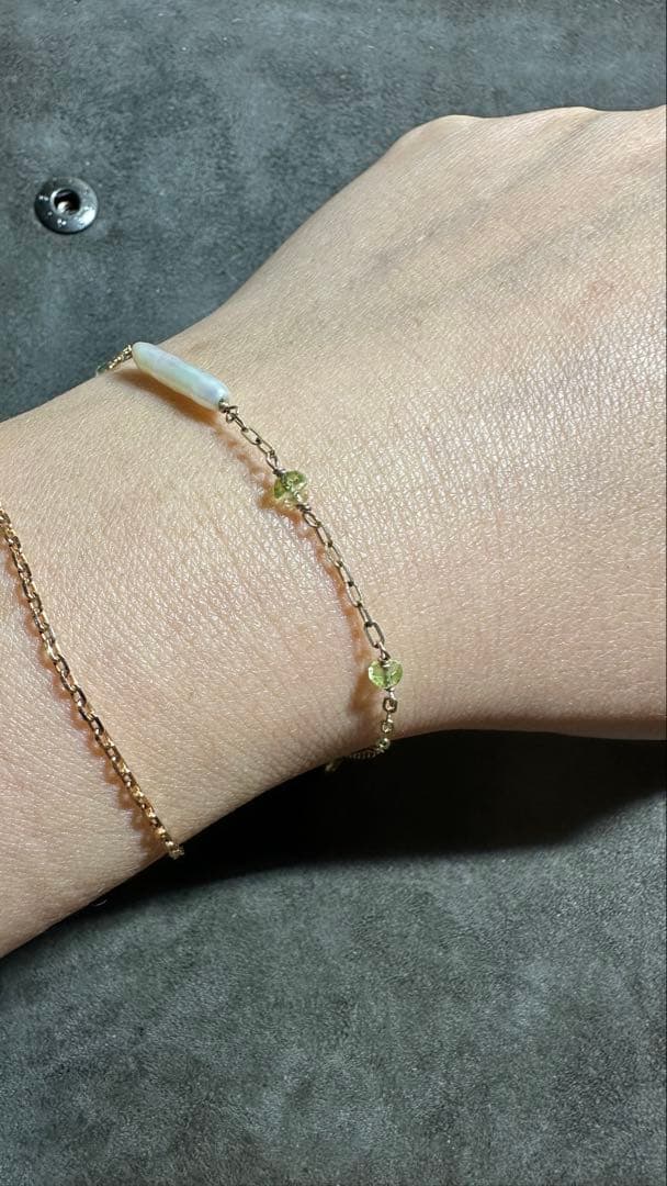 agete K10 authentic pearl bracelet with 10 karat gold chain and white pearls 17 cm length